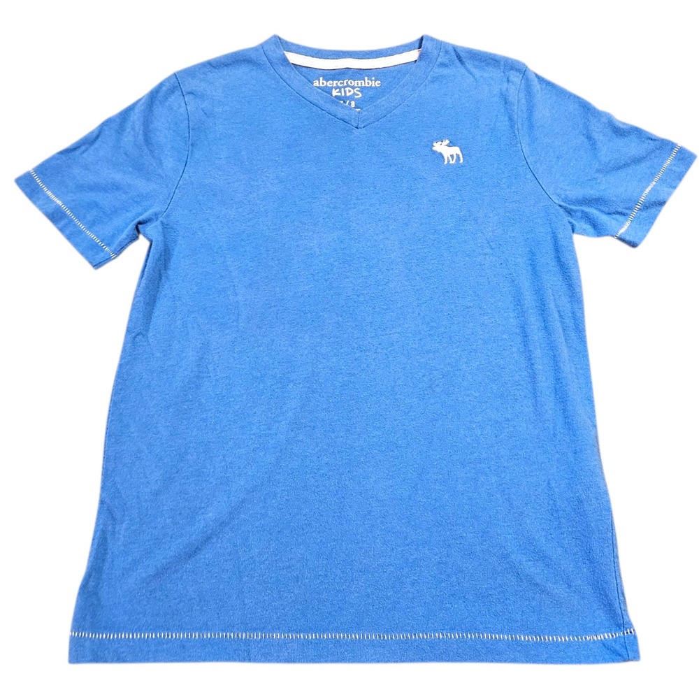 Abercrombie Kids Boys 7/8 V-Neck T-Shirt Lot 3 Blue Orange Black Logo Tees - Picture 6 of 12